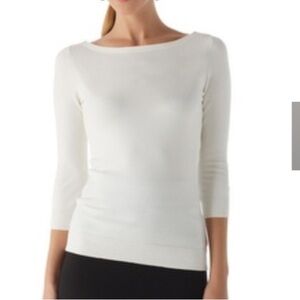 White House Black Market Classic White Crew Neck Sweater